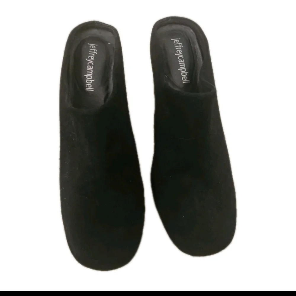 Jeffrey Campbell Womens Suede Black Yucca Slip On Wood Block Mule 7.5 - Picture 2 of 10